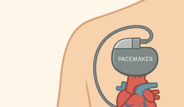 نمایش گرافیکی از پیس میکر قلب در بدن انسان