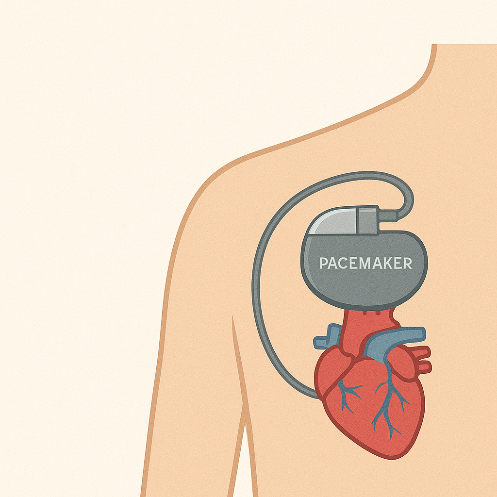 نمایش گرافیکی از پیس میکر قلب در بدن انسان